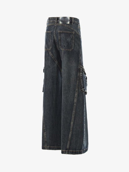 High-Waisted Wide-Leg Cargo Pants with Unique Pocket Design 