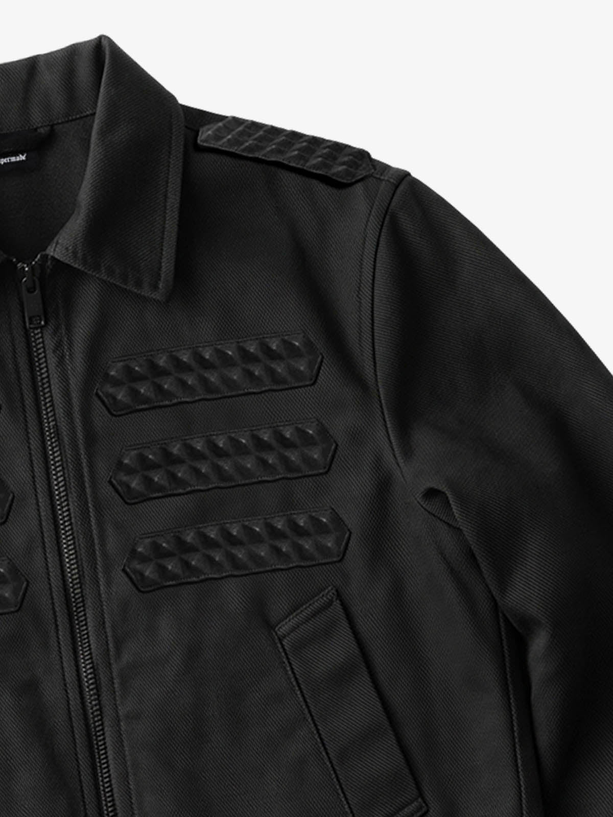 Embossed Stud Patch Cropped Napoleon Jacket