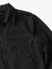 Embossed Stud Patch Cropped Napoleon Jacket