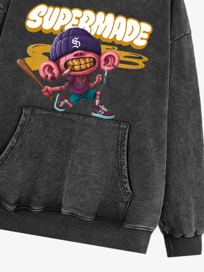 Thesupermade Cartoon Graffiti Font Baseball Trend Boy Hooded Sweatshirt 