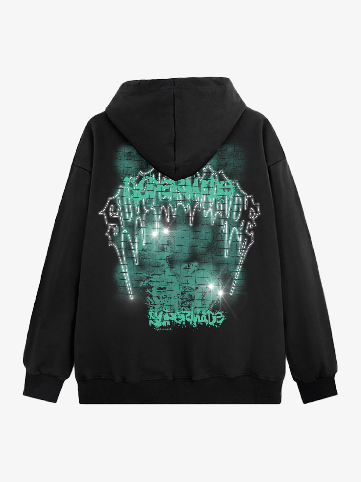 THE SUPERMADE Washed Psychedelic Graffiti Art Print Hoodie with Skull Design 