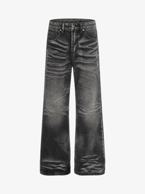 3D Whiskered Flared Jeans