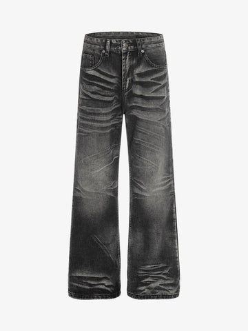 3D Whiskered Flared Jeans
