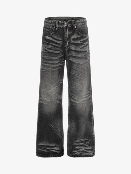 3D Whiskered Flared Jeans