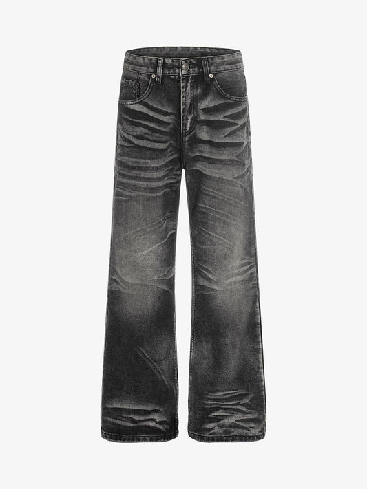 3D Whiskered Flared Jeans