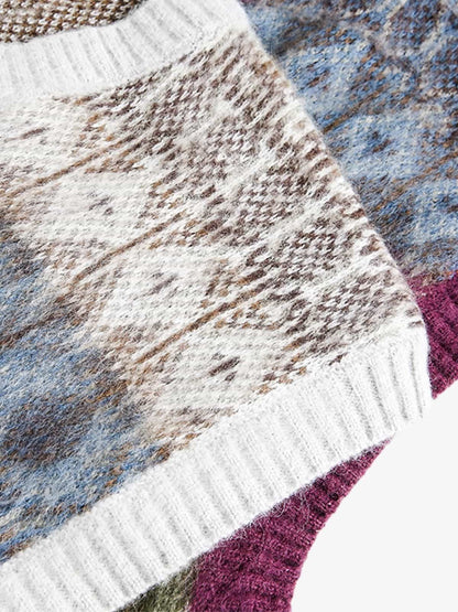 Colorful Knit Vest with Geometric Patterns for Women 