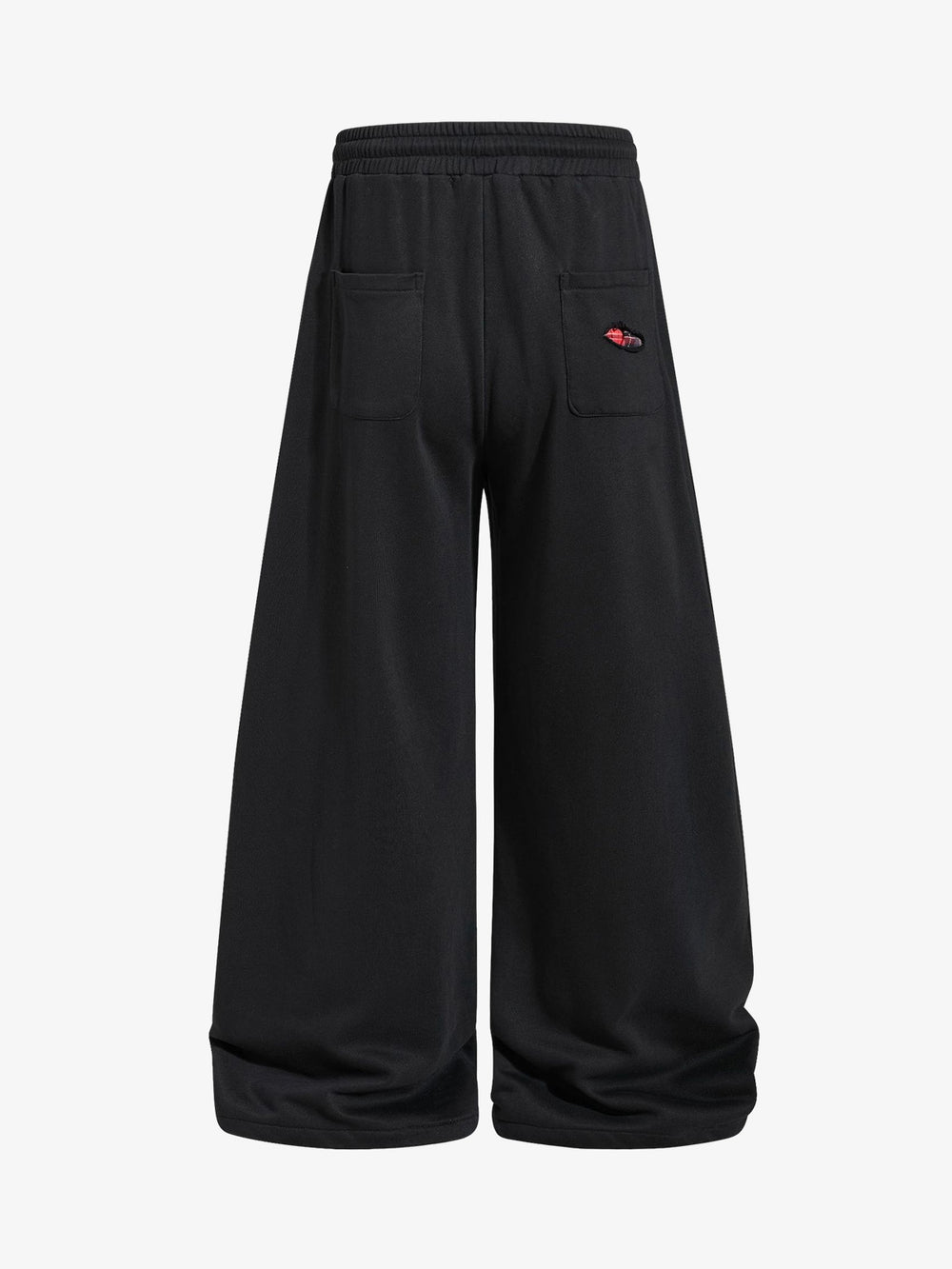 Plaid Patch Distressed Wide-Leg Sweatpants