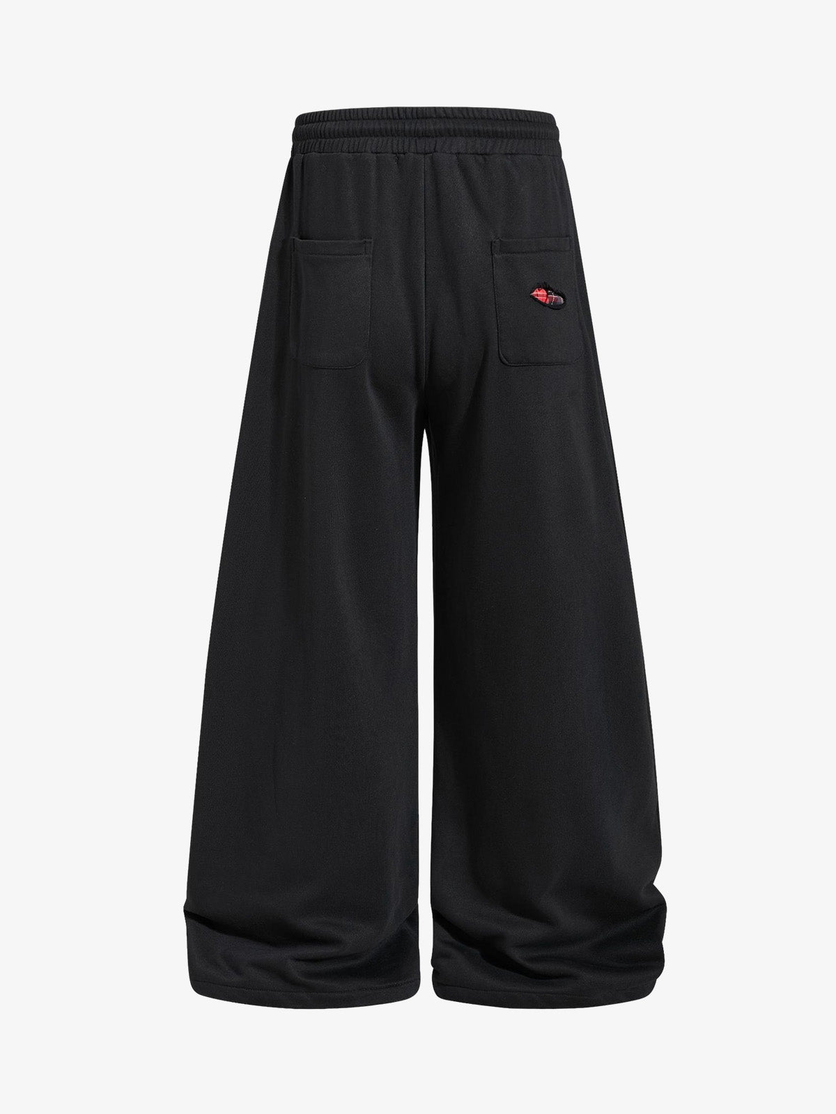 Plaid Patch Distressed Wide-Leg Sweatpants