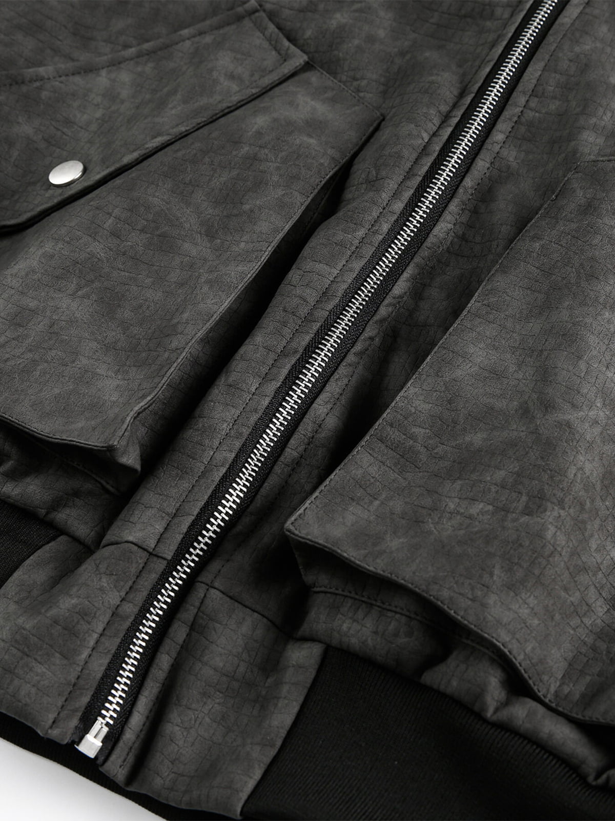 Patchwork Faux Leather Hooded Two-Piece Jacket 