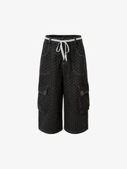 Polka Dot Denim Cargo Shorts