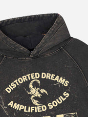 Scorpion Graphic Washed Distressed Hoodie