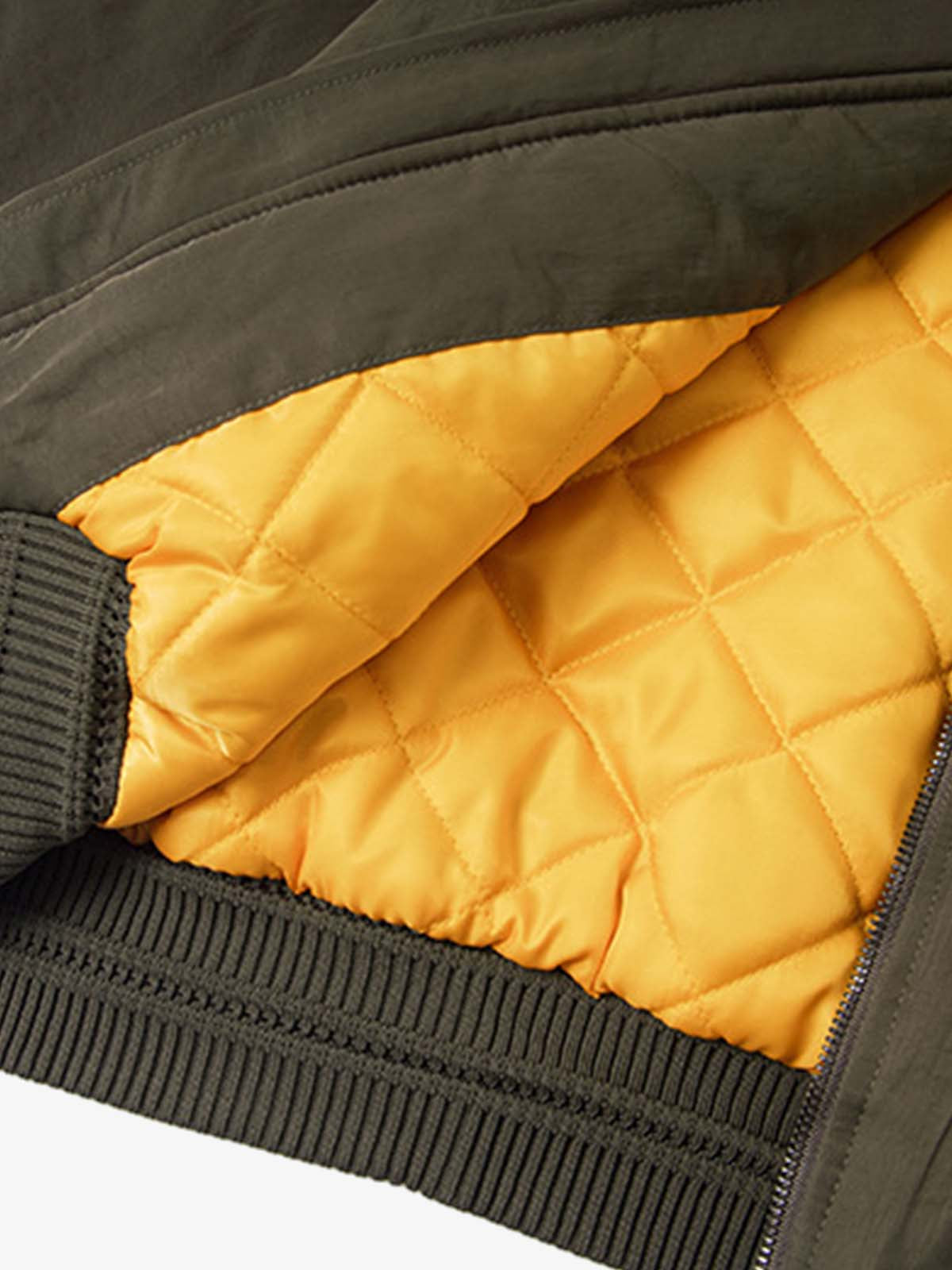 Olive Green Faux Fur Collar Padded Bomber Jacket 