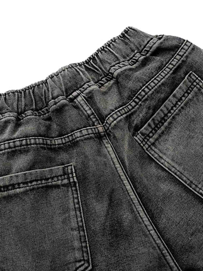 Washed Cargo Denim Shorts - 2382 