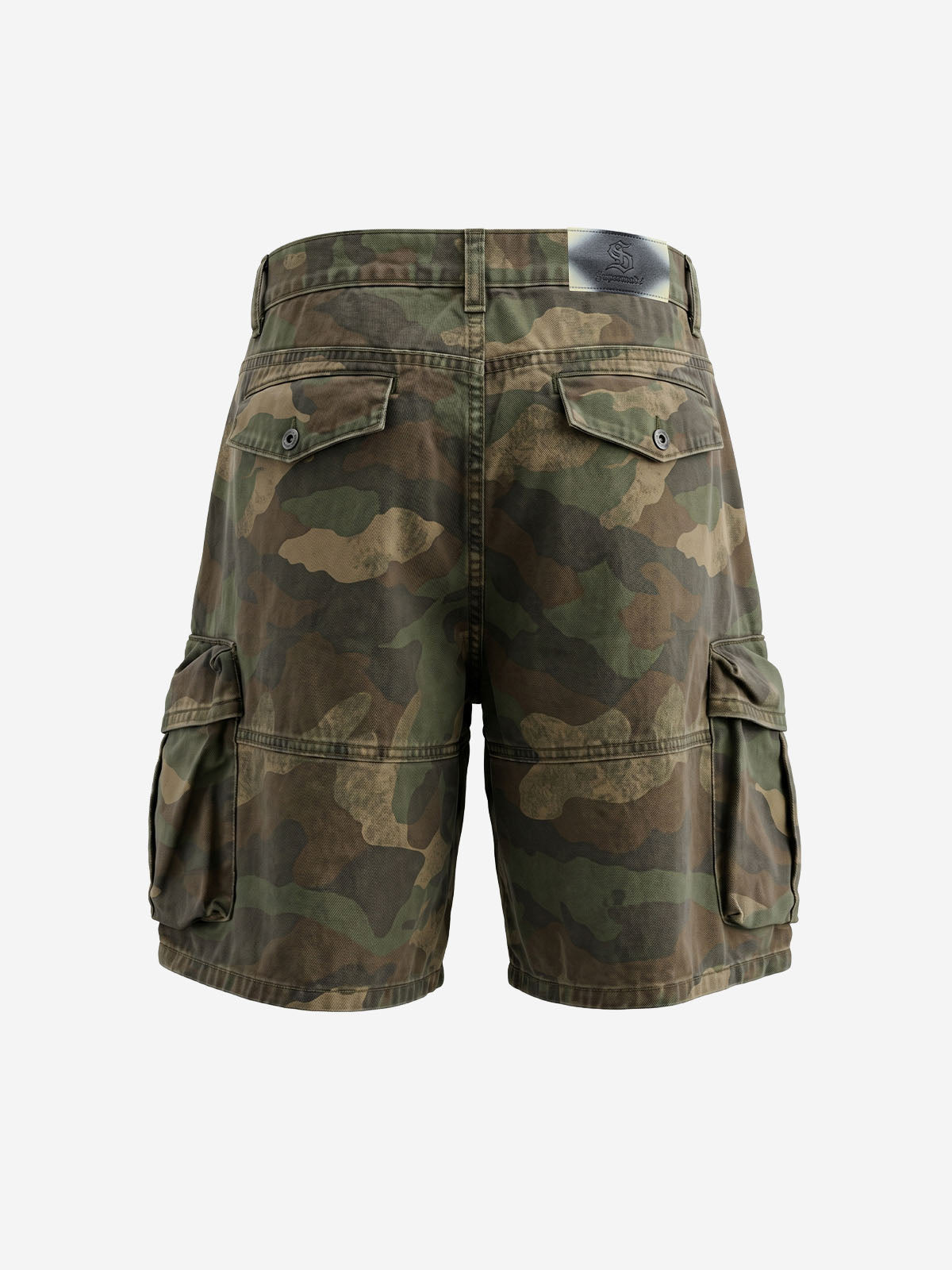 Distressed Camouflage Workwear Wide-leg Shorts