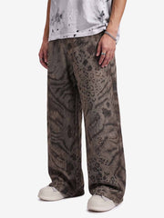 Leopard Tiger Curved-Leg Jeans 