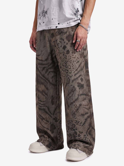 Leopard Tiger Curved-Leg Jeans