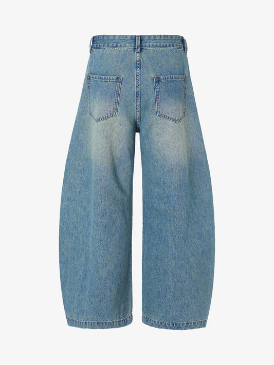 Wide-Leg Cargo Pants with Acid Wash Finish for Modern Streetwear 