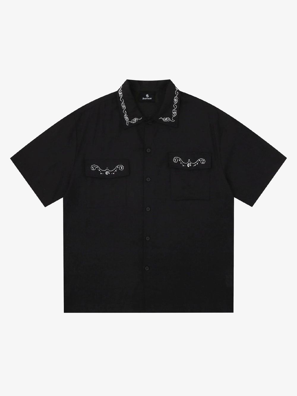 Retro Beaded Detail Short Sleeve Shirt 