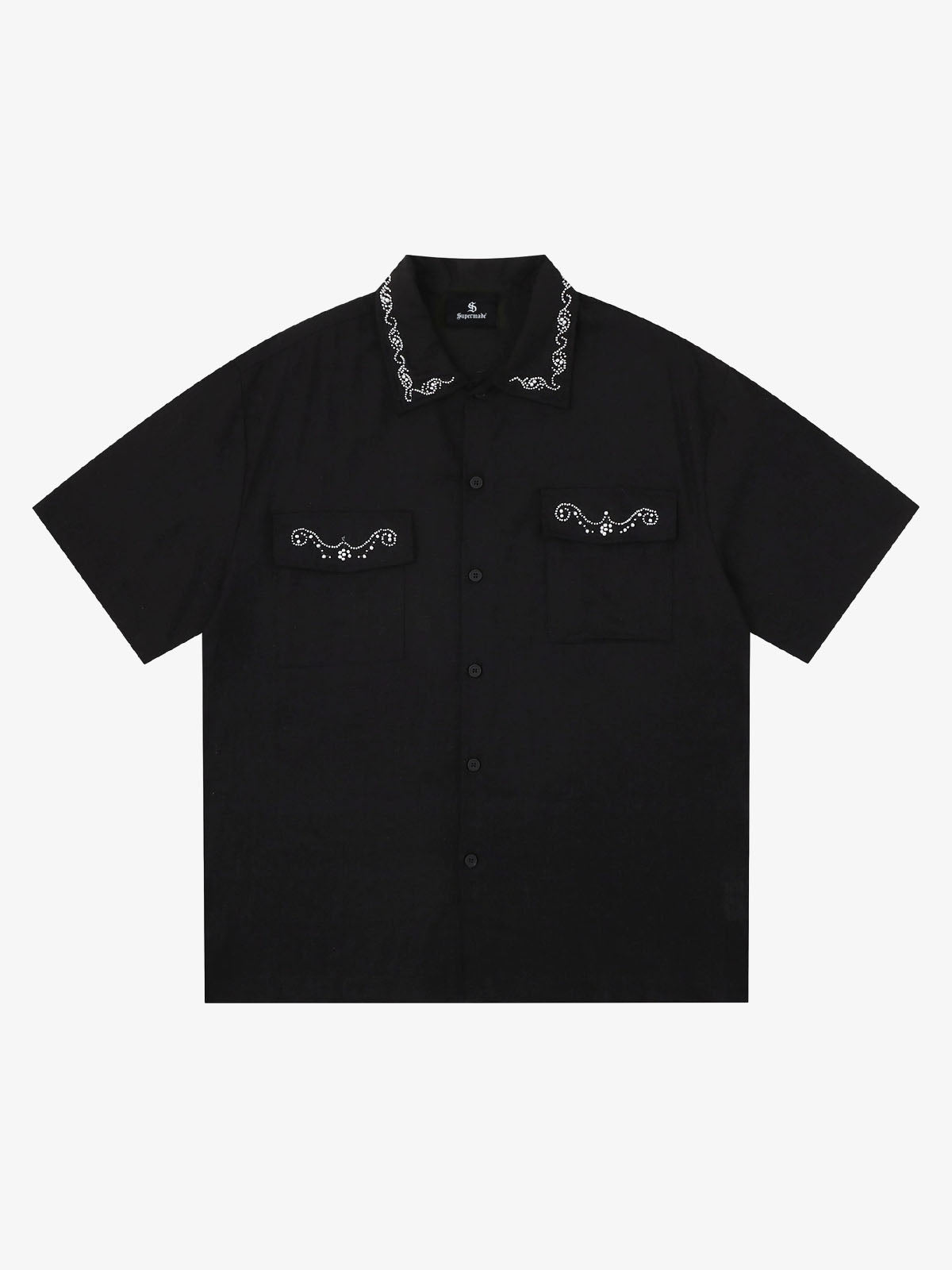 Retro Beaded Detail Short Sleeve Shirt 