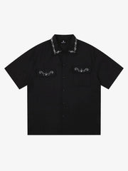 Retro Beaded Detail Short Sleeve Shirt 