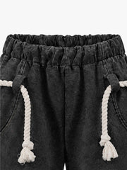 Washed Spray-Edge Zip Hoodie & Curved-Leg Sweatpants Set