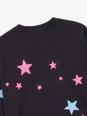 Star Foam Graphic Ripped Color Block Long Sleeve Tee