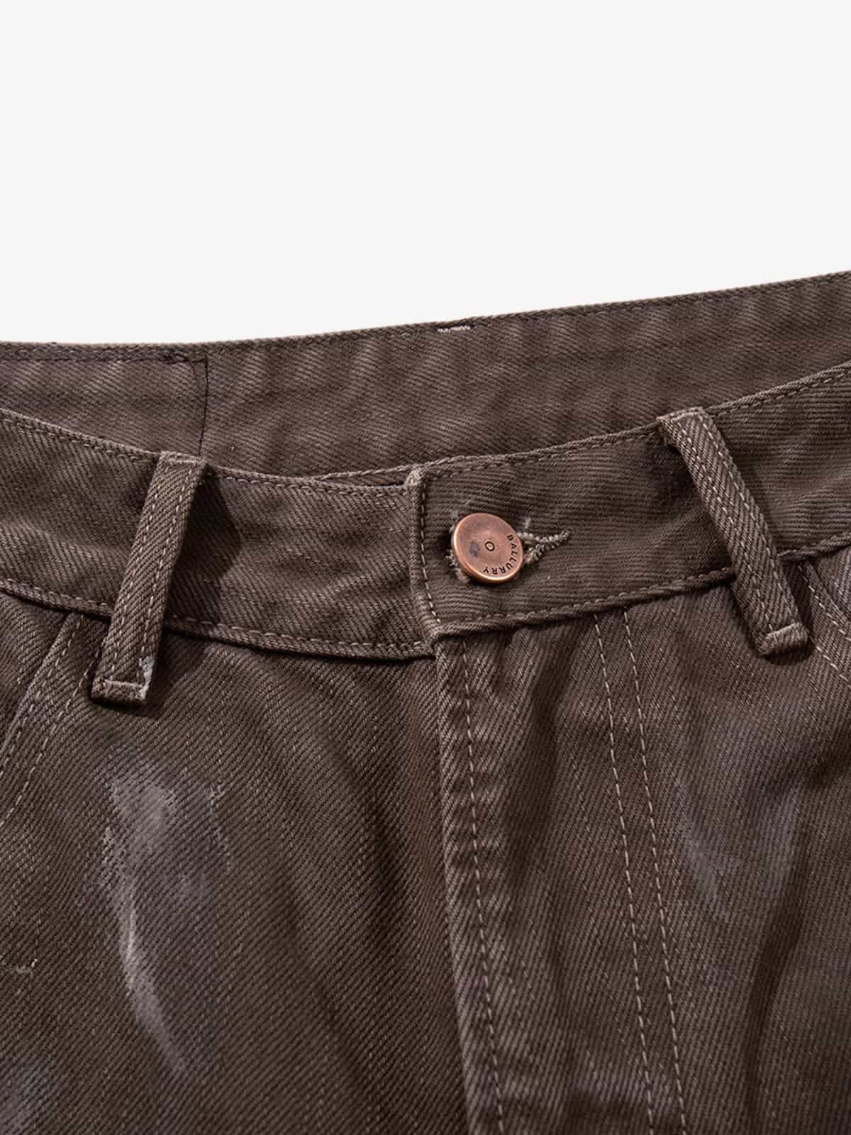 Retro Graffiti Painted Distressed Wide-Leg Jeans 