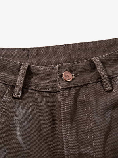 Retro Graffiti Painted Distressed Wide-Leg Jeans 