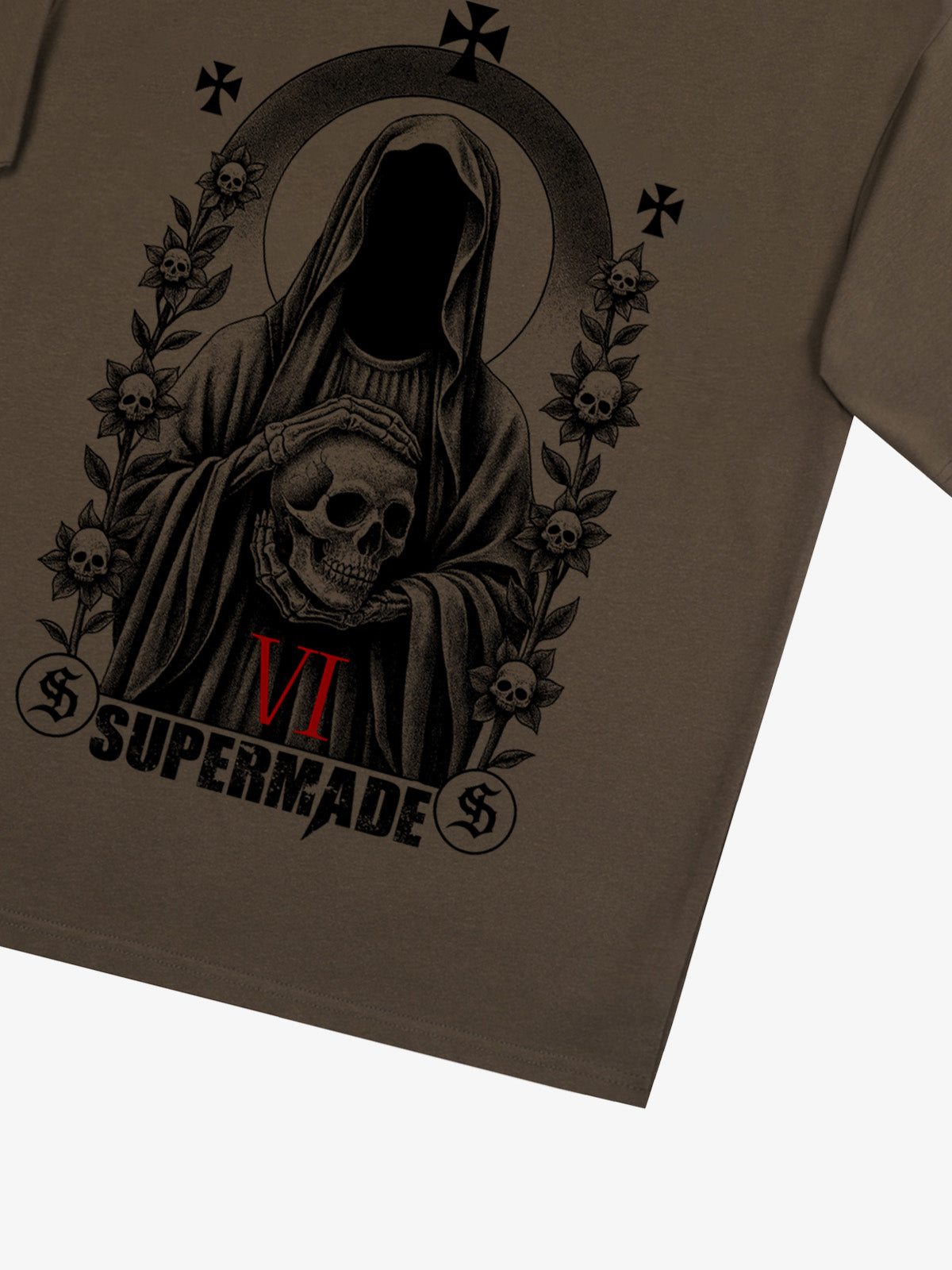 Thesupermade Dark Gothic Headless Skull Death T-shirt 