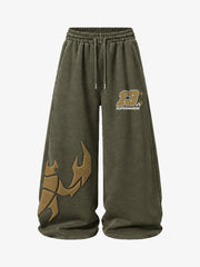 Letter Print Scorpion Terry Embroidered Hoodie & Sweatpants Set