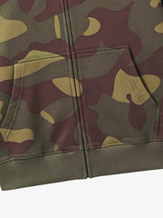 Camo Skull Graphic Zip Hoodie & Wide-Leg Sweatpants Set