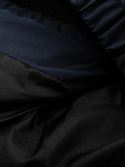 Jersey Stand Collar Embroidered Quilted Puffer Jacket 