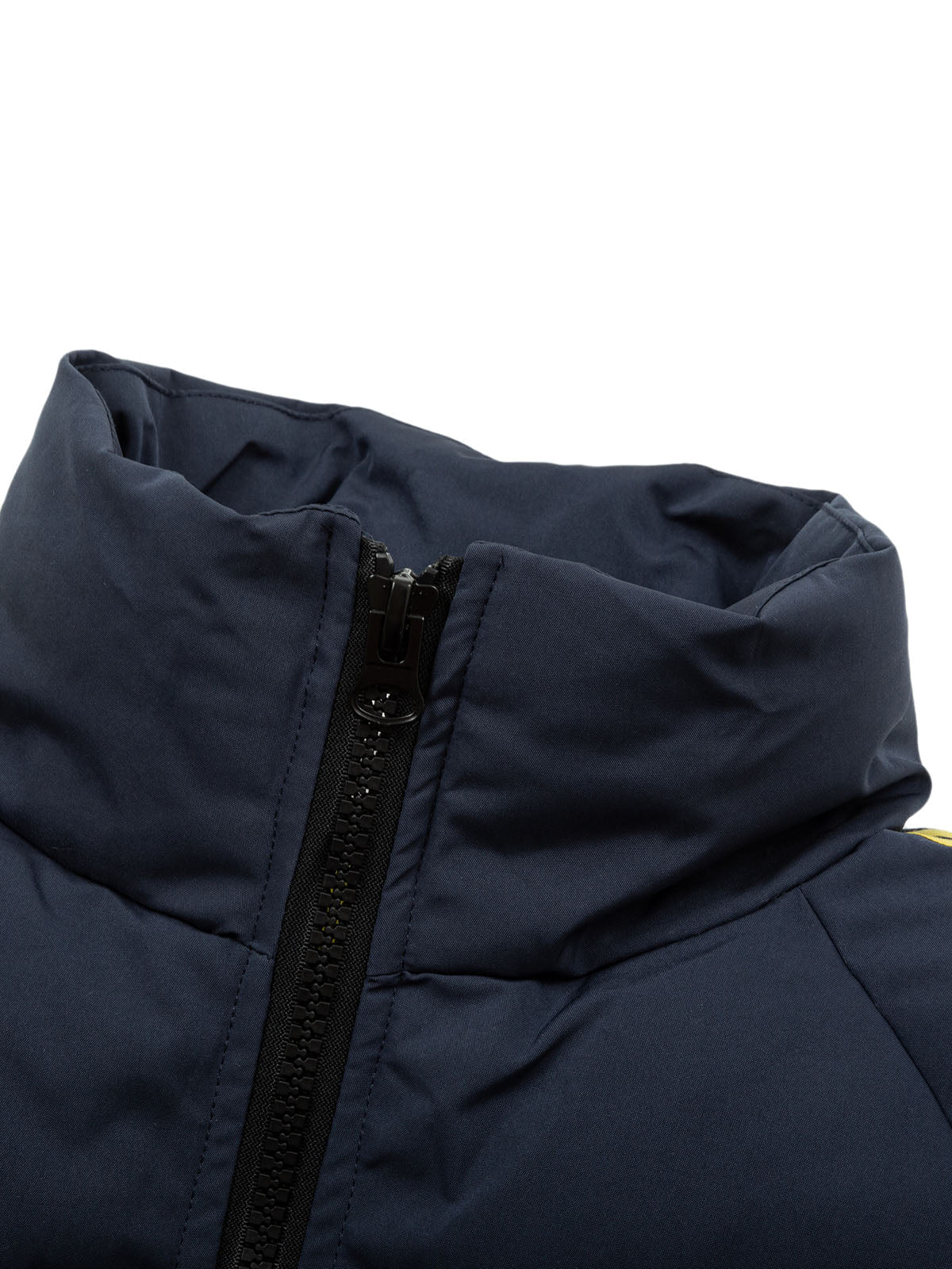 Jersey Stand Collar Embroidered Quilted Puffer Jacket 