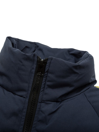 Jersey Stand Collar Embroidered Quilted Puffer Jacket 