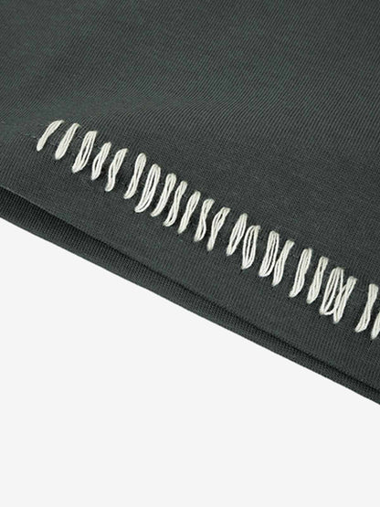 Cotton Oversized T-Shirt with Contrast Stitching and Minimalist Design 