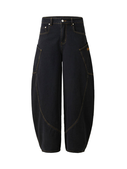 Embroidered Barrel Leg Jeans 
