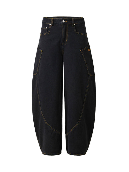 Embroidered Barrel Leg Jeans 