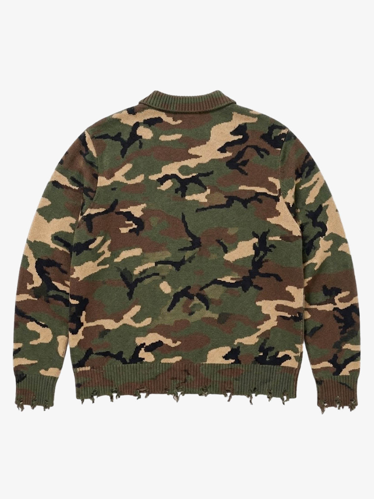 Checkered Jacquard Collar Motorcycle Knit Sweater