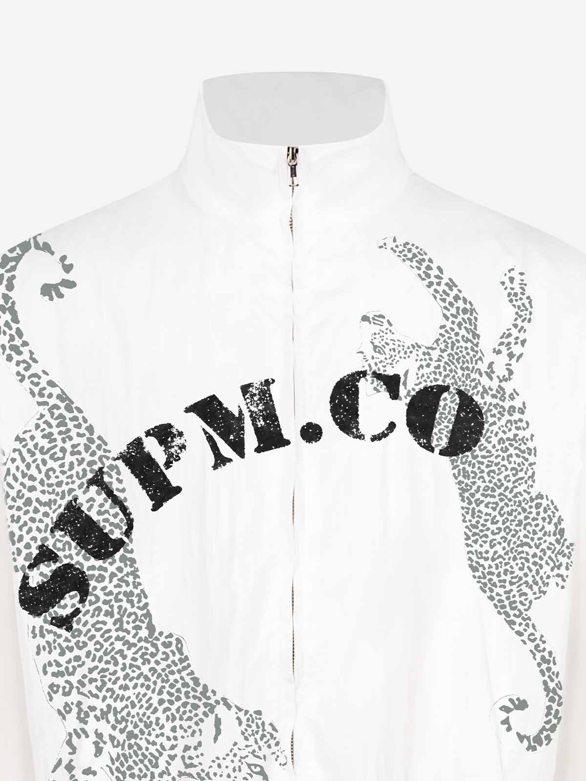 Leopard Graphic Lightweight High-Neck Windbreaker Jacket