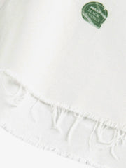 Stylish White Button-Up Shirt with Unique Patch Design for Casual and Trendy Looks 
