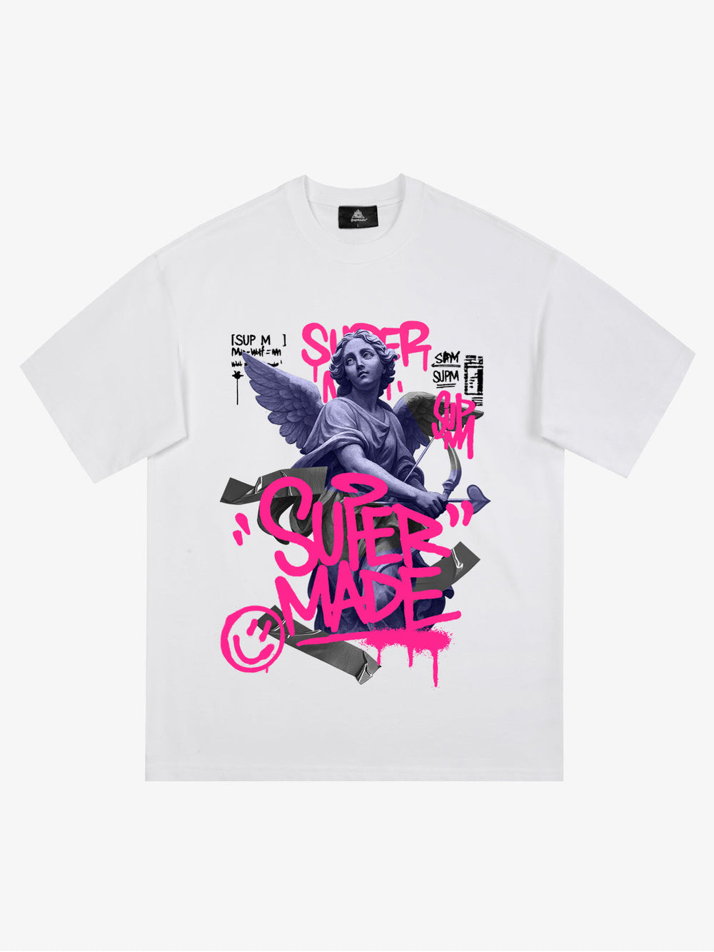 Street Pink Lucky Angel Graphic Design T-Shirt 