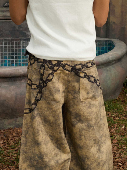 Supermade Distressed Chain And Key Print Baggy Pants 
