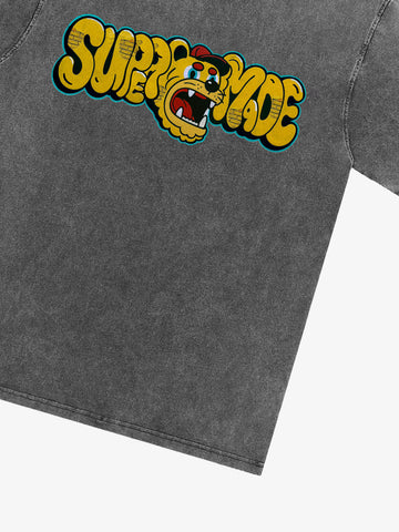 Street Graffiti Trendy Tiger Head Font T-Shirt 