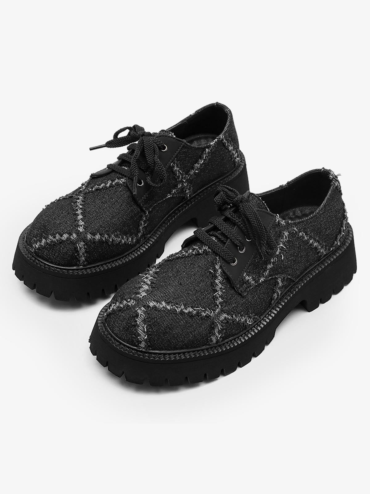 Ripped Chunky Platform Derby Shoes