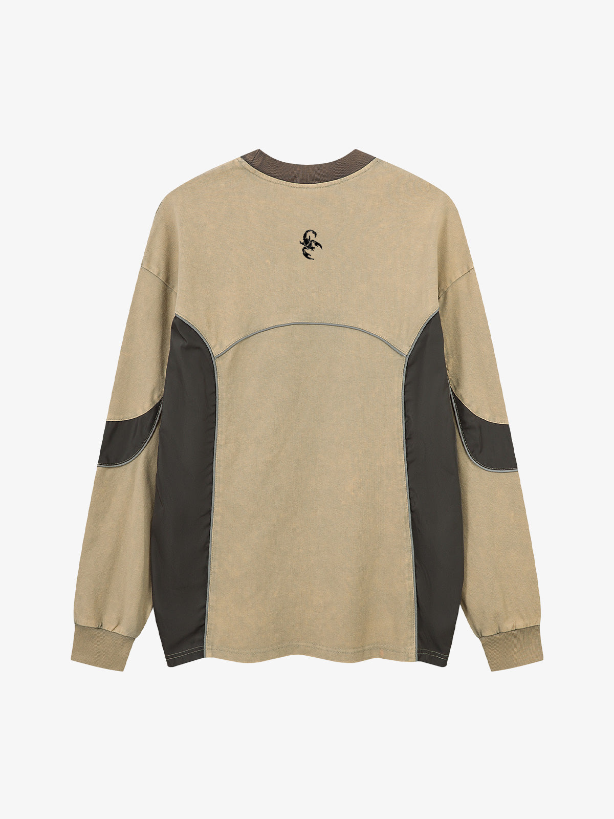 Embroidered Patchwork Distressed Washed Long Sleeve Tee