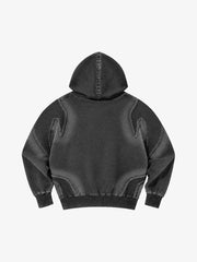 Washed Spray-Edge Zip Hoodie & Curved-Leg Sweatpants Set