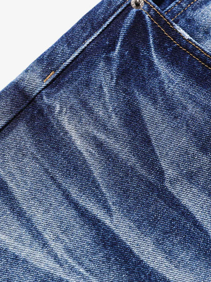 Washed Distressed Wrinkled Dyed Jeans 