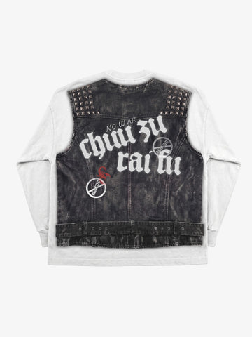 3D Graphic Layered Vest Long Sleeve Tee