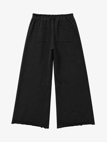 Contrast Stitching Distressed Wide-Leg Sweatpants
