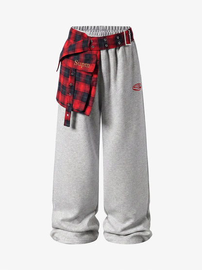 Plaid Embroidered Sweatpants